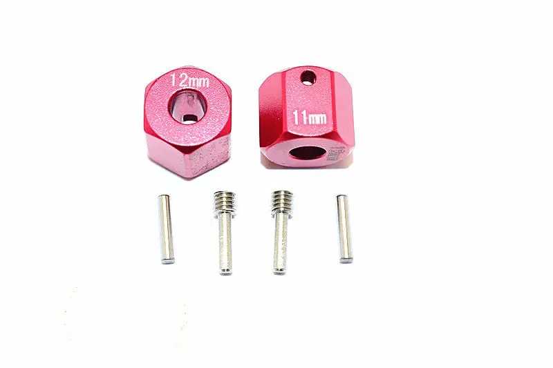 Axial Scx10 Ii (Ax90046) Aluminum Wheel Hex Adapters 12Mm X 11Mm - 2Pcs Set Red 1