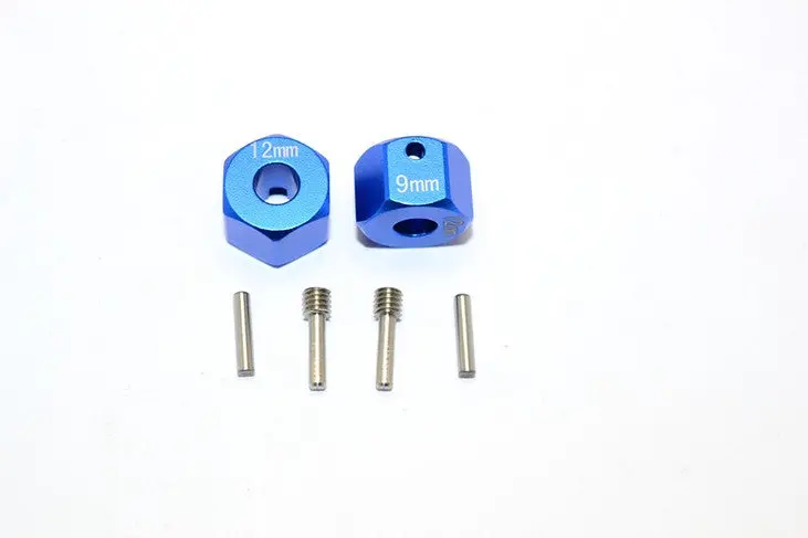 Axial Scx10 Ii (Ax90046) Aluminum Wheel Hex Adapters 12Mm X 9Mm - 2Pcs Set Blue 1