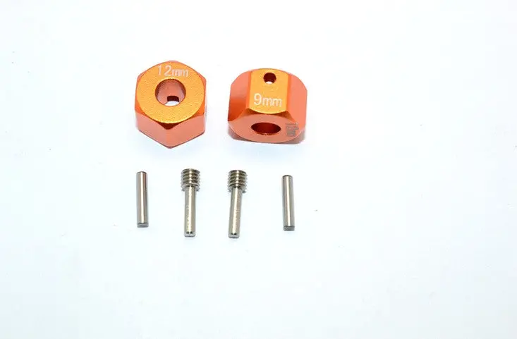 Axial Scx10 Ii (Ax90046) Aluminum Wheel Hex Adapters 12Mm X 9Mm - 2Pcs Set Orange 1