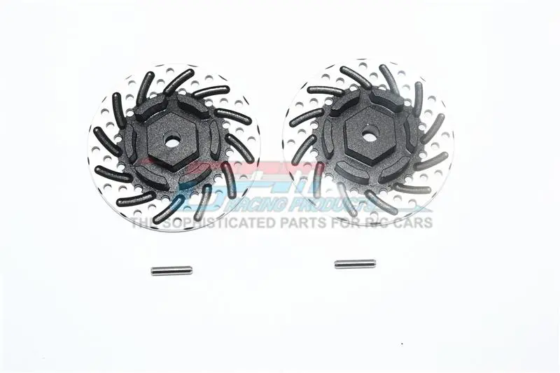 Axial Scx10 Ii (Ax90046, Ax90047) Aluminum +3Mm Hex With Brake Disk With Silver Lining - 1Pr Set Black 1