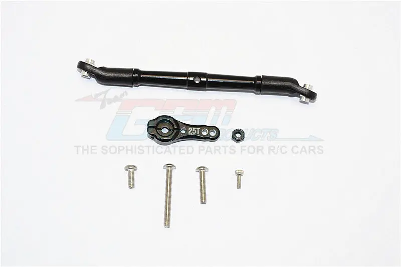 Axial Scx10 Ii (Ax90046, Ax90047) Aluminum Adjustable Servo Rod & 25T Servo Horn - 2Pcs Set Black 1