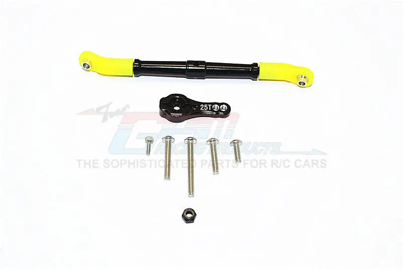 Axial Scx10 Ii (Ax90046, Ax90047) Aluminum Adjustable Servo Rod & 25T Servo Horn - 2Pcs Set Black 1