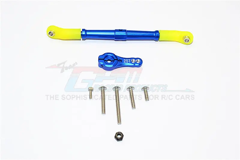 Axial Scx10 Ii (Ax90046, Ax90047) Aluminum Adjustable Servo Rod & 25T Servo Horn - 2Pcs Set Blue 1