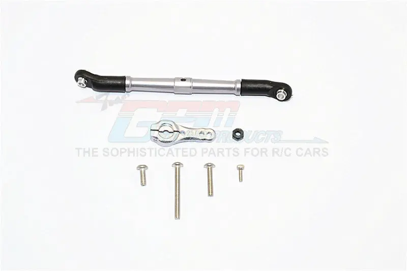 Axial Scx10 Ii (Ax90046, Ax90047) Aluminum Adjustable Servo Rod & 25T Servo Horn - 2Pcs Set Gray Silver 1