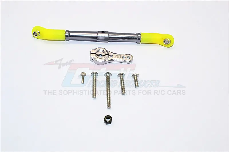 Axial Scx10 Ii (Ax90046, Ax90047) Aluminum Adjustable Servo Rod & 25T Servo Horn - 2Pcs Set Gray Silver 1