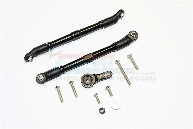 Axial Scx10 Ii (Ax90046, Ax90047) Aluminum Adjustable Steering Links & Servo Rod With 25T Servo Horn - 3Pcs Set Black 1