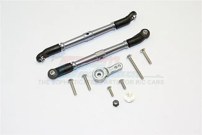 Axial Scx10 Ii (Ax90046, Ax90047) Aluminum Adjustable Steering Links & Servo Rod With 25T Servo Horn - 3Pcs Set Gray Silver 1