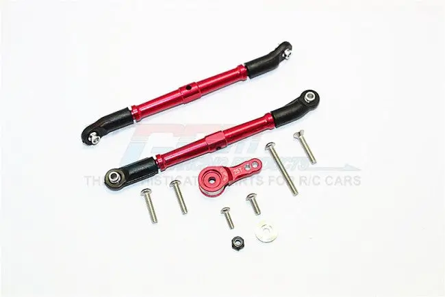 Axial Scx10 Ii (Ax90046, Ax90047) Aluminum Adjustable Steering Links & Servo Rod With 25T Servo Horn - 3Pcs Set Red 1