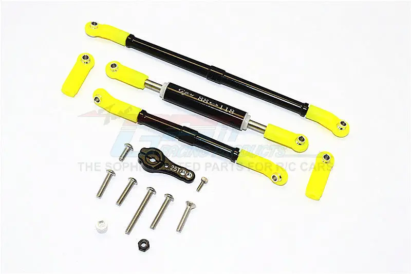 Axial Scx10 Ii (Ax90046, Ax90047) Aluminum Adjustable Steering Links With 25T Servo Horn - 4Pcs Set Black 1