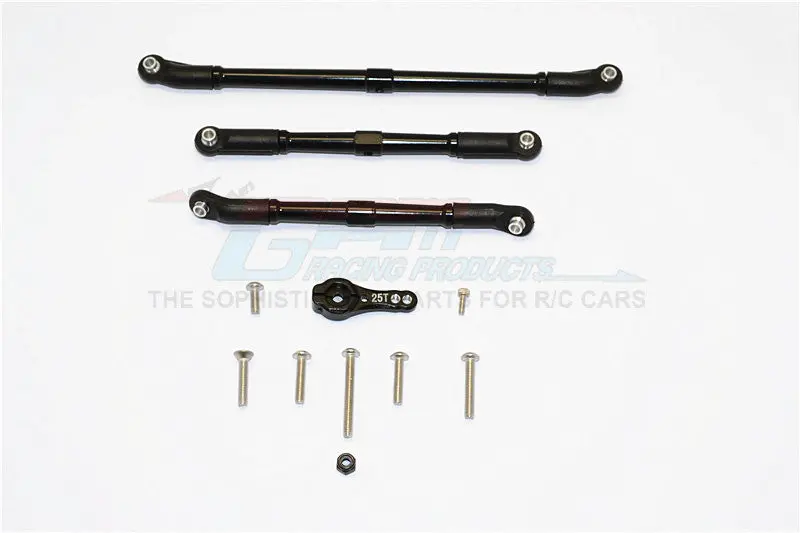 Axial Scx10 Ii (Ax90046, Ax90047) Aluminum Adjustable Steering Links With 25T Servo Horn - 4Pcs Set Black 1