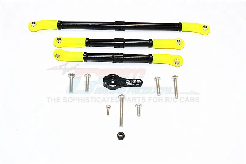 Axial Scx10 Ii (Ax90046, Ax90047) Aluminum Adjustable Steering Links With 25T Servo Horn - 4Pcs Set Black 1