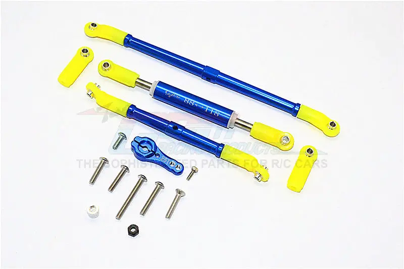 Axial Scx10 Ii (Ax90046, Ax90047) Aluminum Adjustable Steering Links With 25T Servo Horn - 4Pcs Set Blue 1
