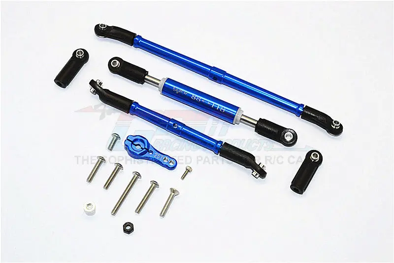 Axial Scx10 Ii (Ax90046, Ax90047) Aluminum Adjustable Steering Links With 25T Servo Horn - 4Pcs Set Blue 1