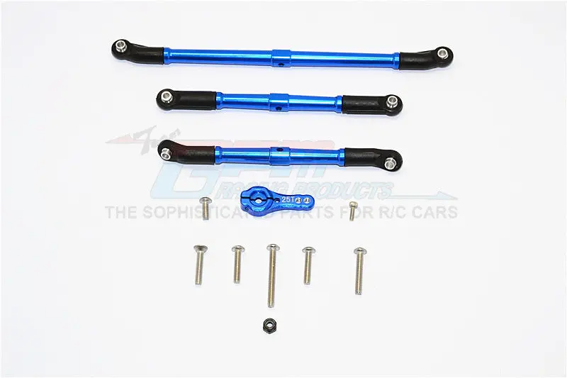 Axial Scx10 Ii (Ax90046, Ax90047) Aluminum Adjustable Steering Links With 25T Servo Horn - 4Pcs Set Blue 1