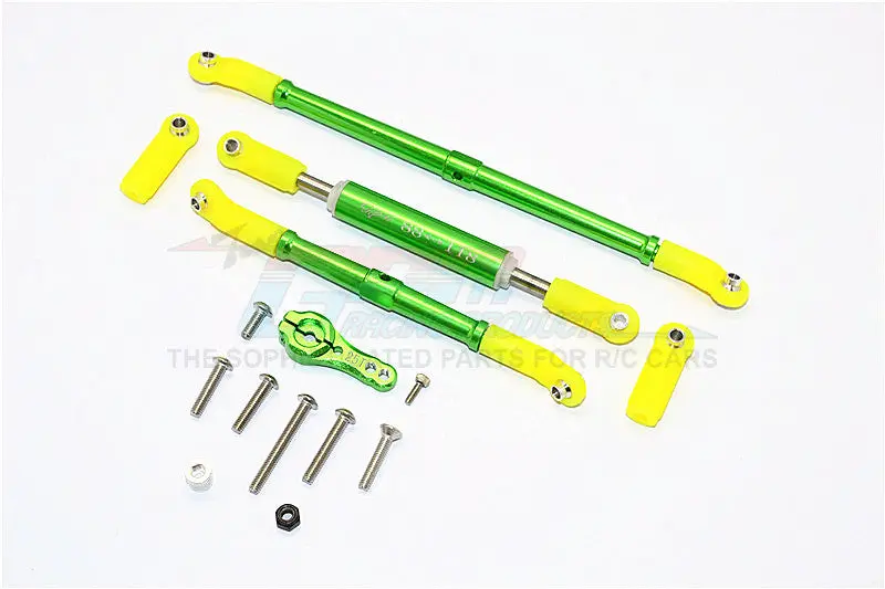 Axial Scx10 Ii (Ax90046, Ax90047) Aluminum Adjustable Steering Links With 25T Servo Horn - 4Pcs Set Green 1