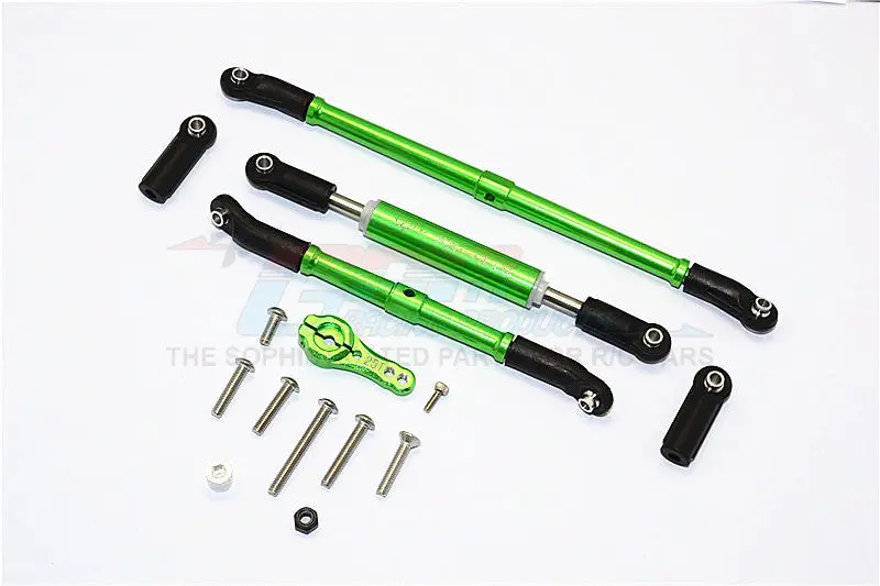 Axial Scx10 Ii (Ax90046, Ax90047) Aluminum Adjustable Steering Links With 25T Servo Horn - 4Pcs Set Green 1
