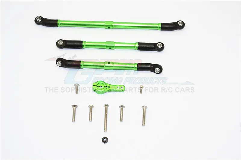 Axial Scx10 Ii (Ax90046, Ax90047) Aluminum Adjustable Steering Links With 25T Servo Horn - 4Pcs Set Green 1