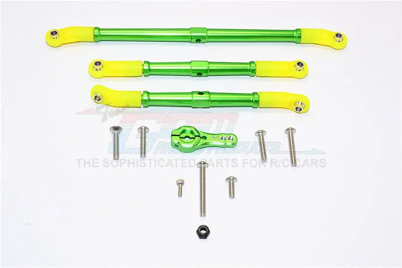 Axial Scx10 Ii (Ax90046, Ax90047) Aluminum Adjustable Steering Links With 25T Servo Horn - 4Pcs Set Green 1
