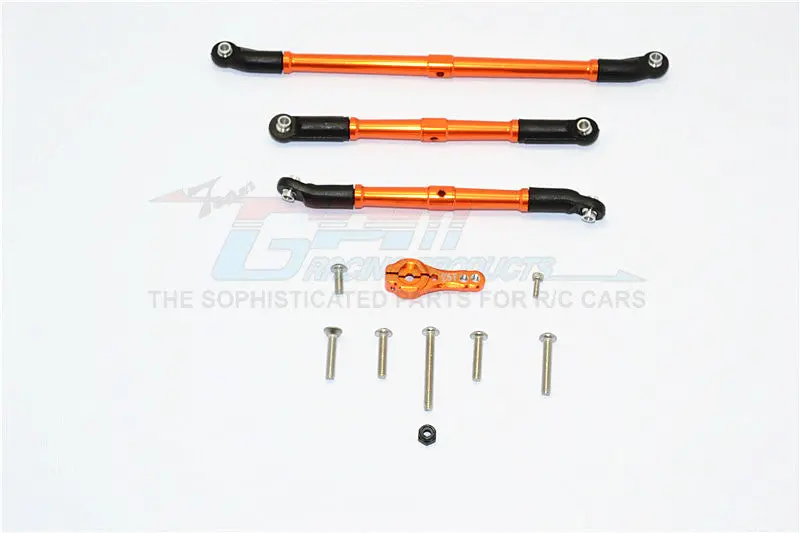 Axial Scx10 Ii (Ax90046, Ax90047) Aluminum Adjustable Steering Links With 25T Servo Horn - 4Pcs Set Orange 1