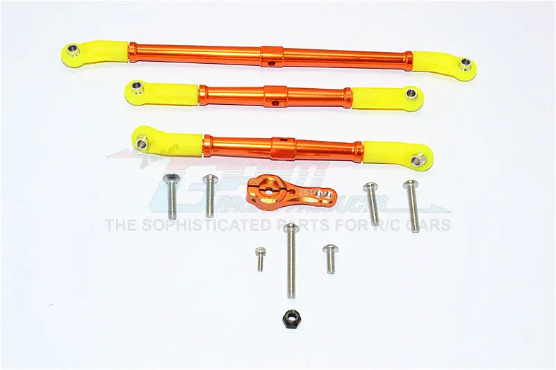 Axial Scx10 Ii (Ax90046, Ax90047) Aluminum Adjustable Steering Links With 25T Servo Horn - 4Pcs Set Orange 1