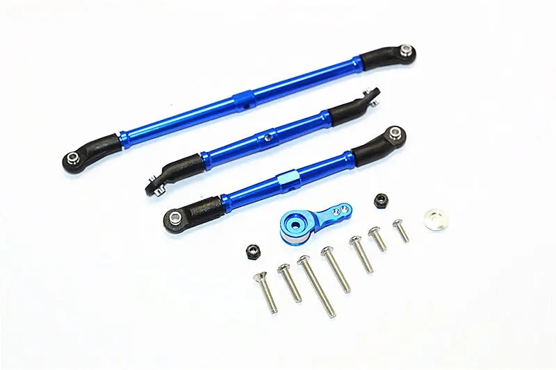 Axial Scx10 Ii (Ax90046, Ax90047) Aluminum Adjustable Steering Links With Hi-Torque Servo Saver 25T - 4Pcs Set Blue 1