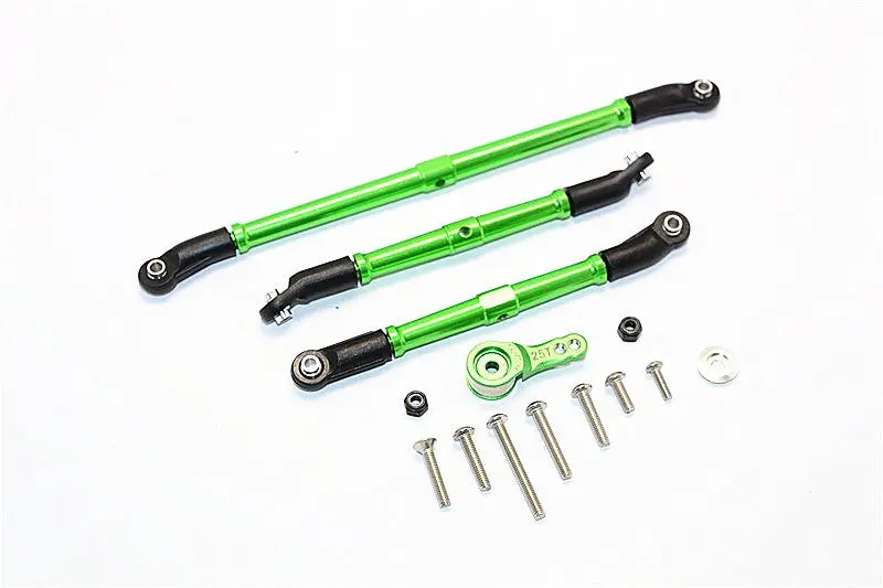 Axial Scx10 Ii (Ax90046, Ax90047) Aluminum Adjustable Steering Links With Hi-Torque Servo Saver 25T - 4Pcs Set Green 1