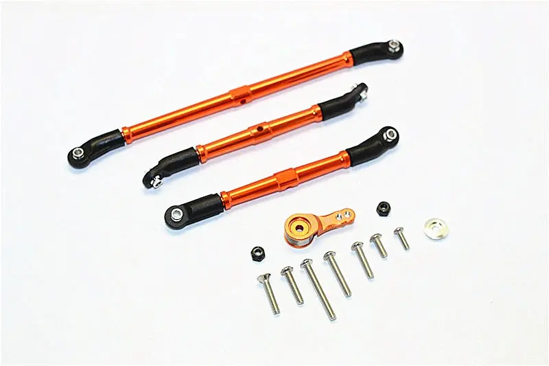 Axial Scx10 Ii (Ax90046, Ax90047) Aluminum Adjustable Steering Links With Hi-Torque Servo Saver 25T - 4Pcs Set Orange 1