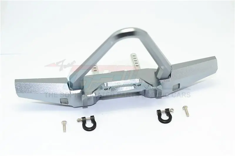 Axial Scx10 Ii (Ax90046, Ax90047) Aluminum Front Bumper With D-Rings - 1 Set Gray Silver 1