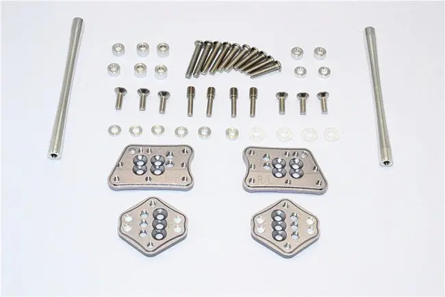 Axial Scx10 Ii (Ax90046, Ax90047) Aluminum Front & Rear Adjustable Mount For Original Shock Tower - 1 Set Gray Silver 1