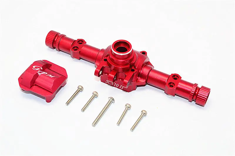 Axial Scx10 Ii (Ax90046, Ax90047) Aluminum Front/Rear Axle Housing With Cover - 1 Set Red 1