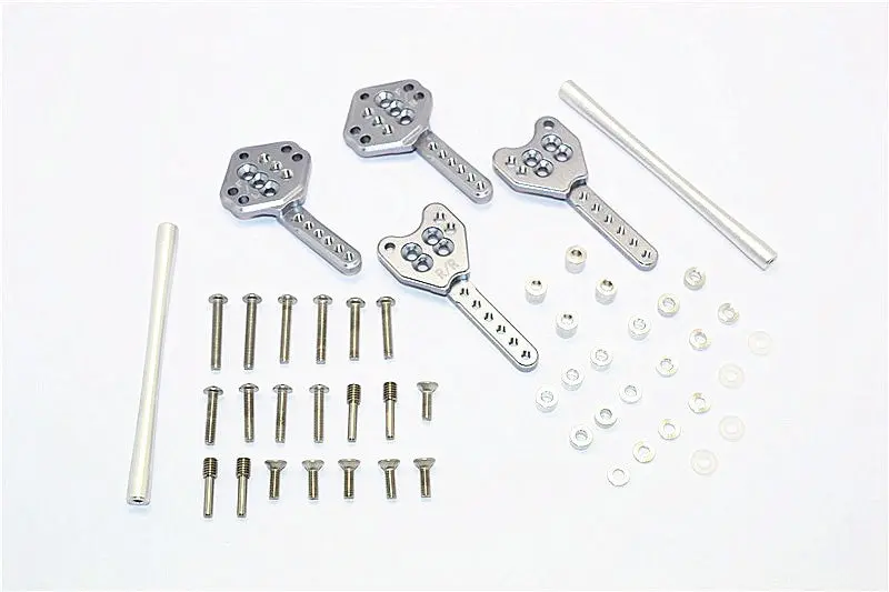 Axial Scx10 Ii (Ax90046, Ax90047) Aluminum Front & Rear Shock Tower Adjustable Mount - 1 Set Gray Silver 1