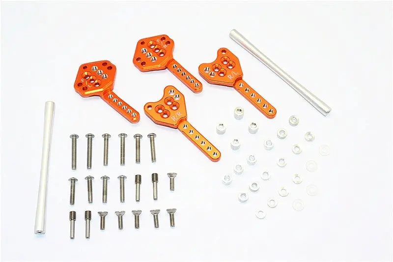 Axial Scx10 Ii (Ax90046, Ax90047) Aluminum Front & Rear Shock Tower Adjustable Mount - 1 Set Orange 1