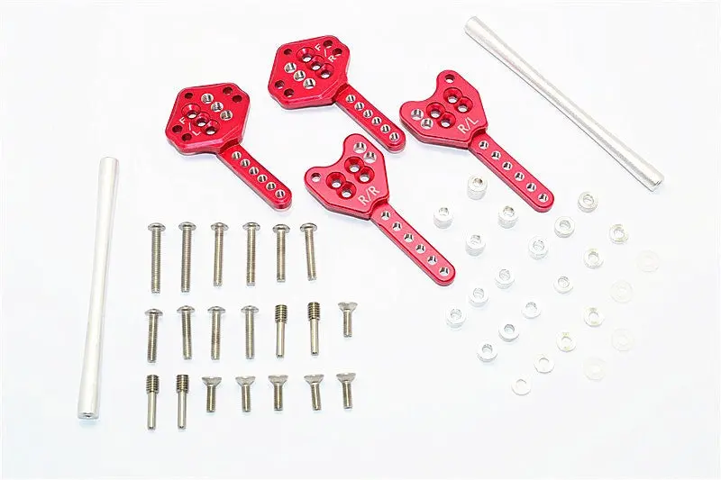 Axial Scx10 Ii (Ax90046, Ax90047) Aluminum Front & Rear Shock Tower Adjustable Mount - 1 Set Red 1