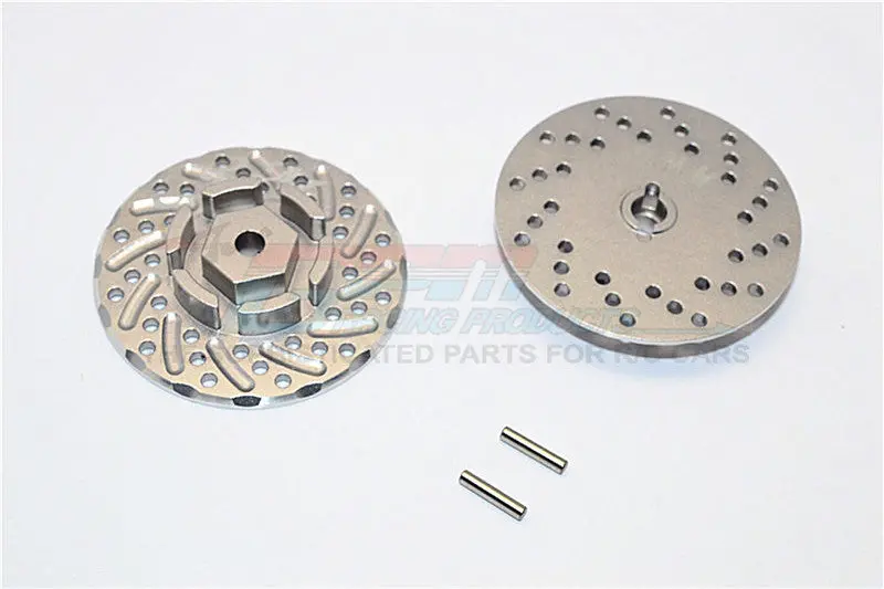 Axial Scx10 Ii (Ax90046, Ax90047) Aluminum Front/Rear Wheel Hex Claw +3Mm With Brake Disk - 2Pcs Gray Silver 1