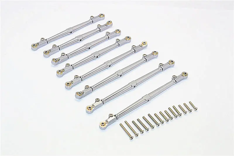 Axial Scx10 Ii (Ax90046, Ax90047) Aluminum Front+Rear Link Parts - 8Pcs Set Gray Silver 1