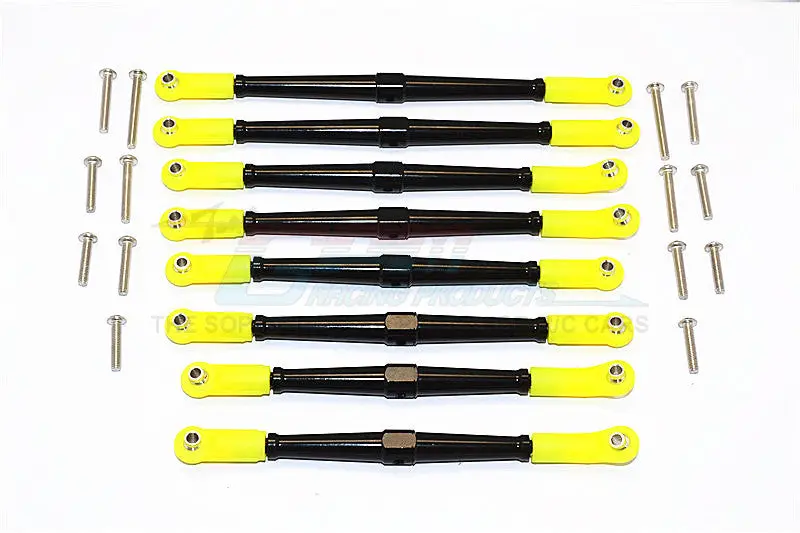 Axial Scx10 Ii (Ax90046, Ax90047) Aluminum Front+Rear Rod Link With Plastic Ends (For 330Mm Wheelbase) - 8Pcs Set Black 1