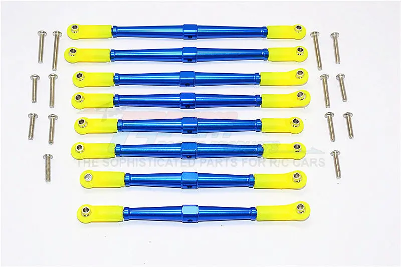 Axial Scx10 Ii (Ax90046, Ax90047) Aluminum Front+Rear Rod Link With Plastic Ends (For 330Mm Wheelbase) - 8Pcs Set Blue 1