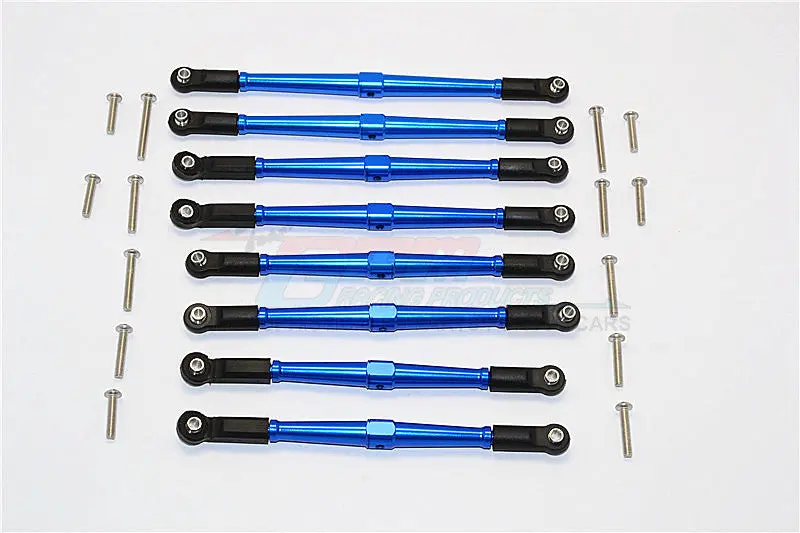 Axial Scx10 Ii (Ax90046, Ax90047) Aluminum Front+Rear Rod Link With Plastic Ends (For 330Mm Wheelbase) - 8Pcs Set Blue 1