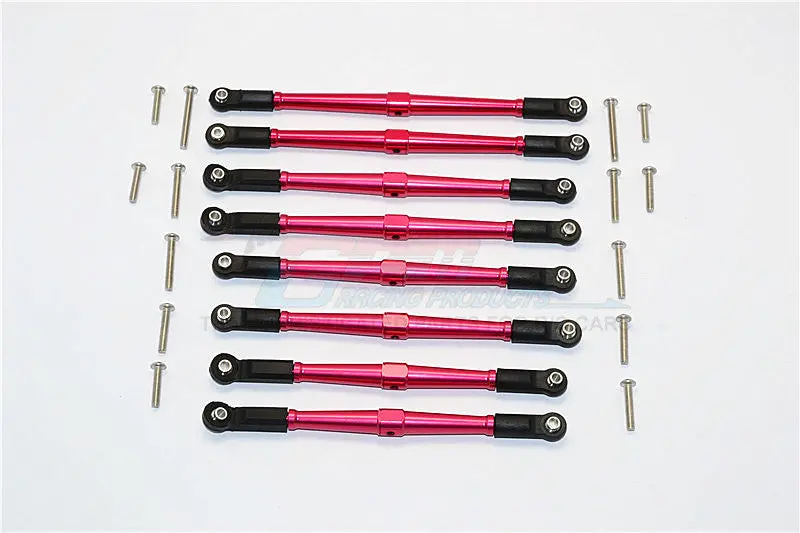Axial Scx10 Ii (Ax90046, Ax90047) Aluminum Front+Rear Rod Link With Plastic Ends (For 330Mm Wheelbase) - 8Pcs Set Red 1