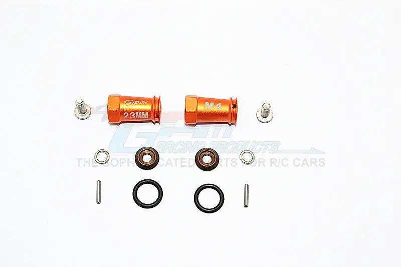 Axial Scx10 Ii (Ax90046, Ax90047) Aluminum Wheel Hex Adapters 23Mm Width (Use For 4Mm Thread Wheel Shaft & 4Mm Hole Wheel) - 1Pr Set
 Orange 1