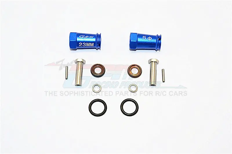 Axial Scx10 Ii (Ax90046, Ax90047) Aluminum Wheel Hex Adapters 23Mm Width (Use For 4Mm Thread Wheel Shaft & 5Mm Hole Wheel) - 1Pr Set Blue 1