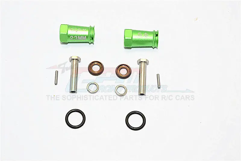 Axial Scx10 Ii (Ax90046, Ax90047) Aluminum Wheel Hex Adapters 23Mm Width (Use For 4Mm Thread Wheel Shaft & 5Mm Hole Wheel) - 1Pr Set Green 1