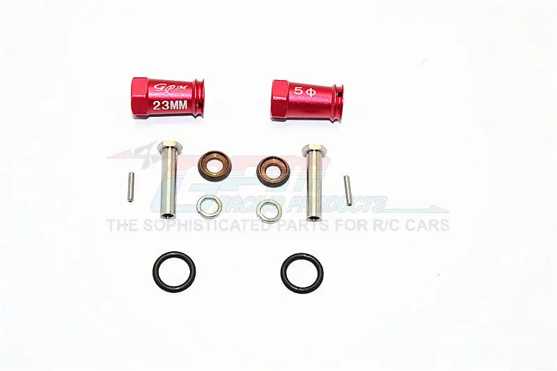 Axial Scx10 Ii (Ax90046, Ax90047) Aluminum Wheel Hex Adapters 23Mm Width (Use For 4Mm Thread Wheel Shaft & 5Mm Hole Wheel) - 1Pr Set Red 1