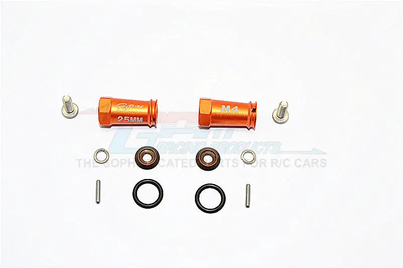 Axial Scx10 Ii (Ax90046, Ax90047) Aluminum Wheel Hex Adapters 25Mm Width (Use For 4Mm Thread Wheel Shaft & 4Mm Hole Wheel) - 1Pr Set
 Orange 1