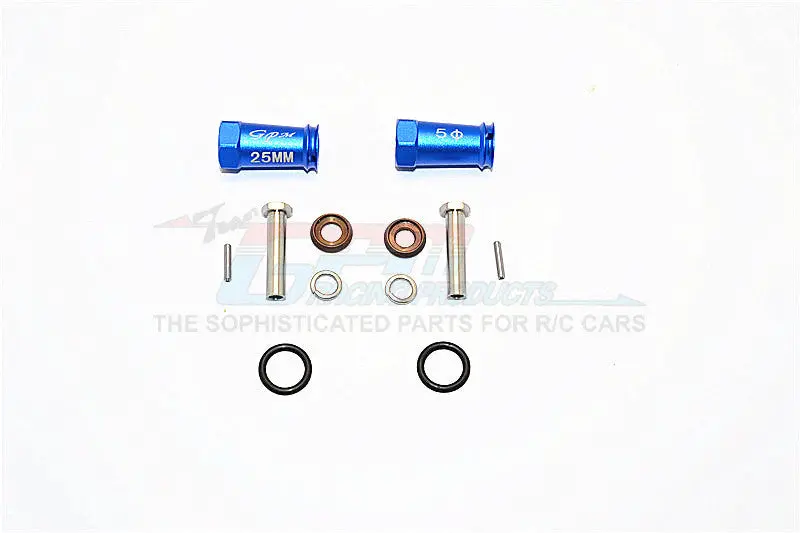 Axial Scx10 Ii (Ax90046, Ax90047) Aluminum Wheel Hex Adapters 25Mm Width (Use For 4Mm Thread Wheel Shaft & 5Mm Hole Wheel) - 1Pr Set Blue 1