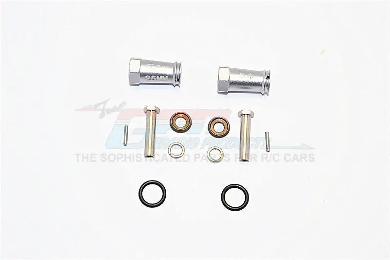 Axial Scx10 Ii (Ax90046, Ax90047) Aluminum Wheel Hex Adapters 25Mm Width (Use For 4Mm Thread Wheel Shaft & 5Mm Hole Wheel) - 1Pr Set Gray Silver 1