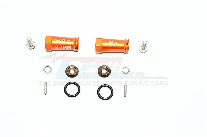 Axial Scx10 Ii (Ax90046, Ax90047) Aluminum Wheel Hex Adapters 27Mm Width (Use For 4Mm Thread Wheel Shaft & 4Mm Hole Wheel) - 1Pr Set
 Orange 1