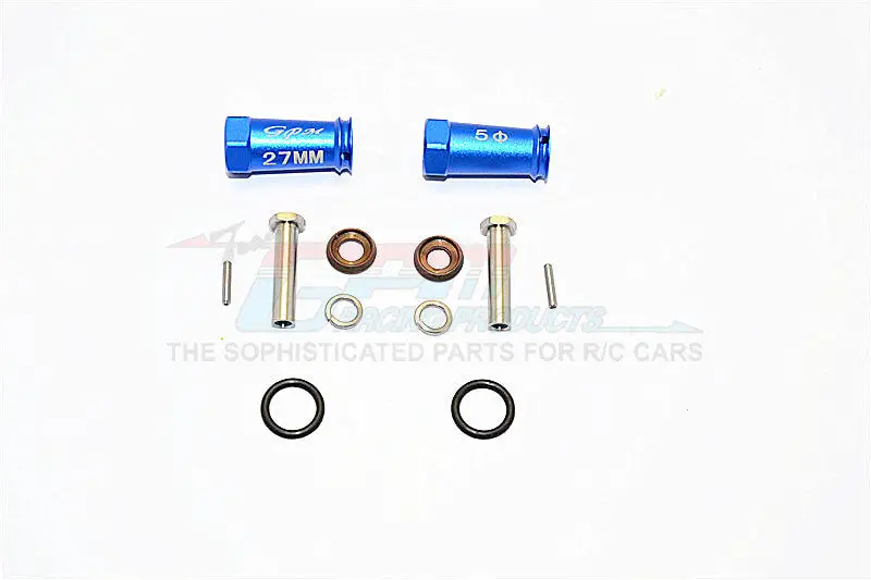 Axial Scx10 Ii (Ax90046, Ax90047) Aluminum Wheel Hex Adapters 27Mm Width (Use For 4Mm Thread Wheel Shaft & 5Mm Hole Wheel) - 1Pr Set Blue 1