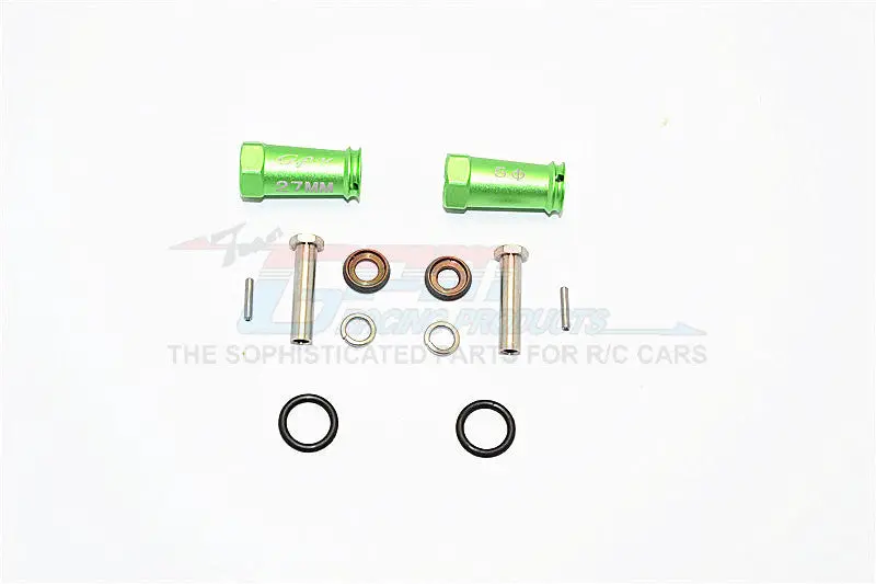 Axial Scx10 Ii (Ax90046, Ax90047) Aluminum Wheel Hex Adapters 27Mm Width (Use For 4Mm Thread Wheel Shaft & 5Mm Hole Wheel) - 1Pr Set Green 1