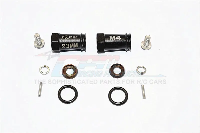 Axial Scx10 Ii (Ax90046, Ax90047) Aluminum Wheel Hex Adapters (4Mm Hole & 23Mm Width) - 1Pr Set Black 1